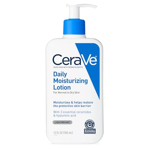 CeraVe Daily Moisturizing Lotion for Dry Skin, Body Lotion & Face Moisturizer with Hyaluronic Acid and Ceramides, Daily Moisturizer, Fragrance Free, Oil-Free, 12 Ounce