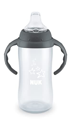 NUK Learner Cup, 10 Ounce, Tritan Gray Star – BPA Free, Spill Proof Sippy Cup