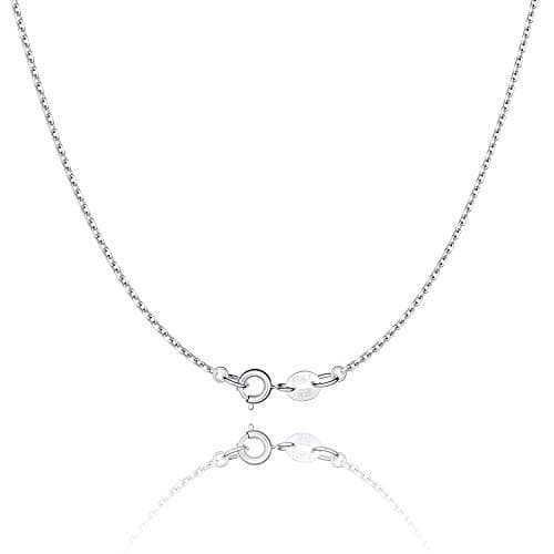 Jewlpire 925 Sterling Silver Chain Necklace Chain for Women 1.1mm Cable Chain Necklace Upgraded Spring-Ring Clasp - Thin & Sturdy - Italian Quality 18 Inch