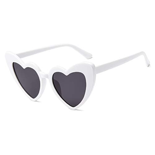 JUSLINK Heart Shaped Sunglasses for Women,Vintage Cat Eye Mod Style Retro Kurt Cobain Glasses (White)
