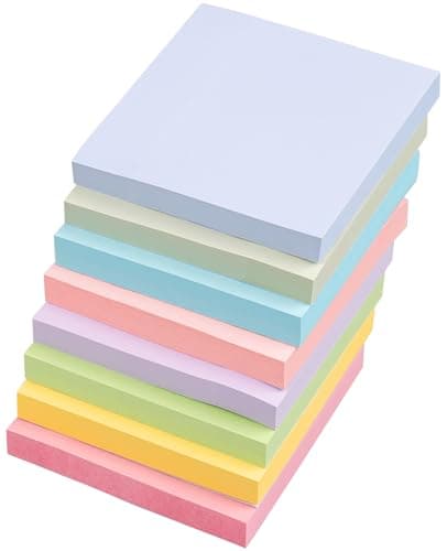 Sticky Notes 3x3 Inches, 8 Pads, 800 Sheets, 8 Color Sticky Note Pads, Premium Sticky Pads, Sticky Notes Bulk, Self-Stick Note Pads, 100 Sheets/pad