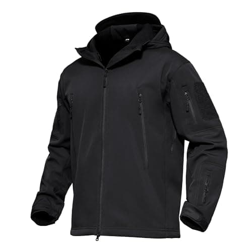 MAGCOMSEN Men's Jacket Tactical Performance Waterproof Softshell Jackets Fleece Lined Ski Snow Winter Windbreaker Black XL