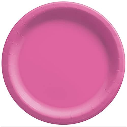 Bright Pink Disposable Paper Plates - 6.75'' Dessert Plates Disposable, Pack of 20 Small Cake Plates - Perfect Party Plates for Birthdays, Weddings, Baby Showers and more