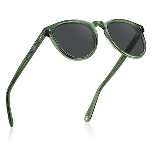 CARFIA Acetate Polarized Sunglasses for Men Trendy Retro Sun Glasses CA2307 Green Frame