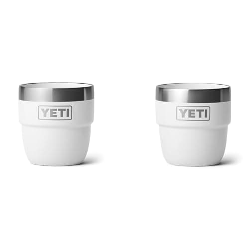 YETI Rambler 4 oz Stackable Cup, Stainless Steel, Vacuum Insulated Espresso/Coffee Cup, 2 Pack, White