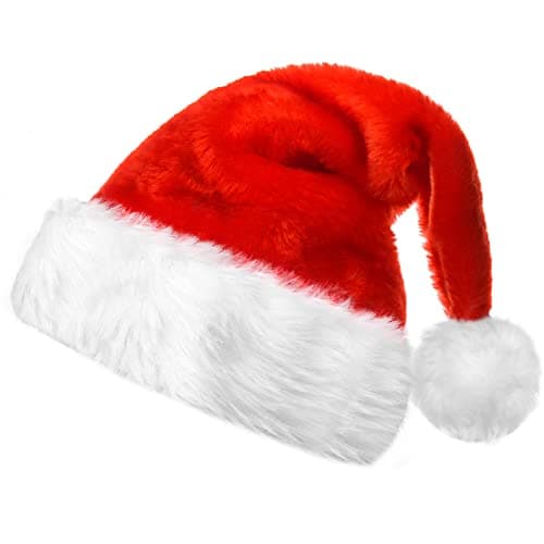 CANREVEL Christmas Hat, Santa Hat, Xmas Hat for Unisex Adults with Velvet Brim and Comfort Liner for Christmas New Year Party Decorations and Supplies