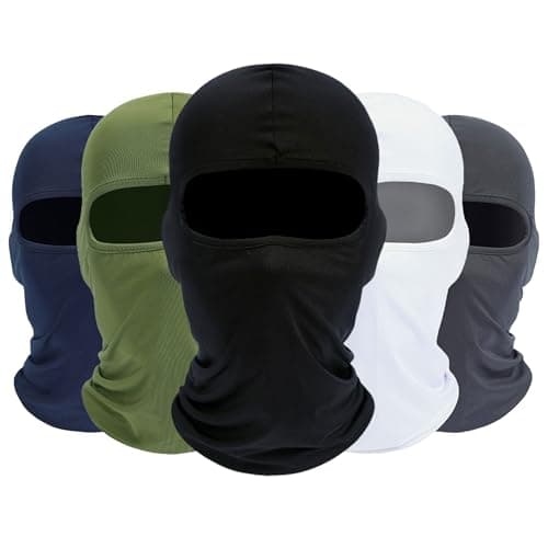 ROXUN Balaclava Ski Mask, 5 Pack Neck Gaiter Motorcycle Scarf Summer Cooling UV Protector for Men/Women Black+White+Navy Blue+Army Green+Dark Gray