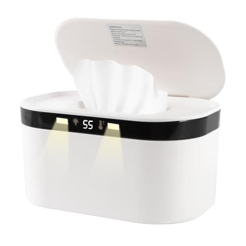Baby Wipe Warmer, Wet Wipe Warmer 5 Modes of Temperature Heating Control Dual Heat for Baby's Comfort Large Capacity Wipes Dispenser Diaper Wipe Warmer with Night Light