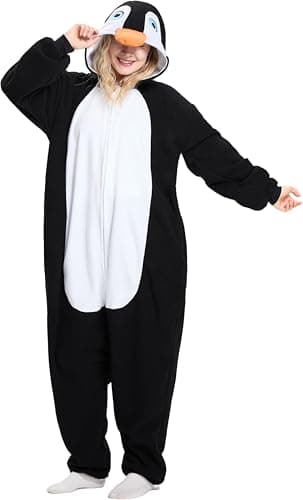 LandRosy Animal Adults Unisex Onesie Halloween Plush Costumes Sleeping Pajamas (Penguin-S)