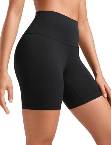 CRZ YOGA ButterLuxe Biker Shorts 6" - High Waisted Workout Running Volleyball Spandex Yoga Womens Black Medium