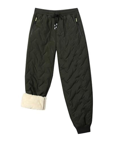 HONCAN Boy's Winter Snow Pants Sherpa Lined Sweatpants Thicken Warm Fleece Pants Sports Jogger Pants(518-A.Green12)