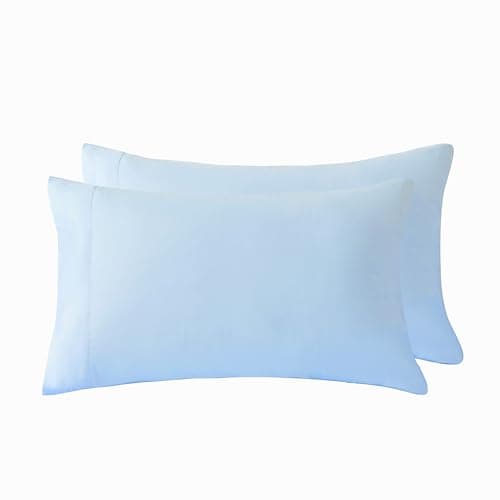 AYASW Pillowcases Set of 2 Queen Size Premium Soft and Cozy 1800 Brushed Microfiber with Envelope Closure Pillow Case Light Blue 20x30 inches Easy Care Wrinkle Fade Resistant Holiday Decor