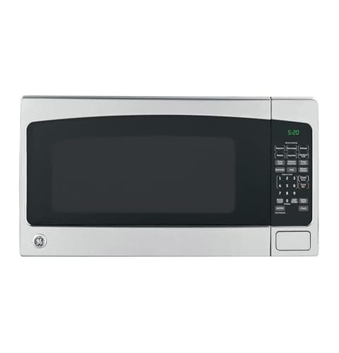 GE Countertop Microwave Oven,1, 200-watt Capacity, 2.0 Cubic Ft., 8 Auto Setting Cooking Settings, Child-Lock Technology, Kitchen Essentials for the Countertop, Dorm Room or Apartment, Stainless Steel