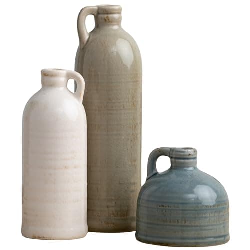 Sullivans Ceramic Jug Vase Set, Farmhouse Decor, Kitchen, Bedroom, Office, Living Room, Bathroom, & Coffee Table Centerpiece Decorations, Vases for Decor, Mantle & Shelf (CM2431)