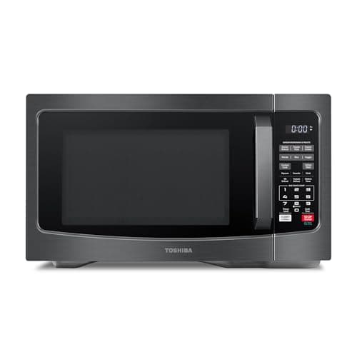 TOSHIBA EM131A5C-BS Countertop Microwave Ovens 1.2 Cu Ft, 12.4" Removable Turntable Smart Humidity Sensor 12 Auto Menus Mute Function ECO Mode Easy Clean Interior Black Color 1100W