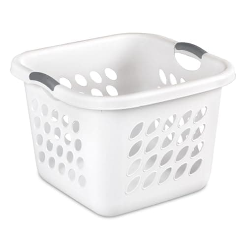 Sterilite 6-Pack Square Laundry Basket, Sturdy Plastic Clothes Hamper, 1.5 Bushel, White