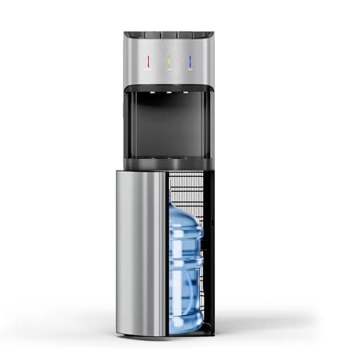 Manastin Bottom Loading Water Cooler Dispenser for 3-5 Gallon Bottles, 3 Temperature Settings - Hot, Cold & Room Water, Ideal Design for Home & Office, Stylish Silver