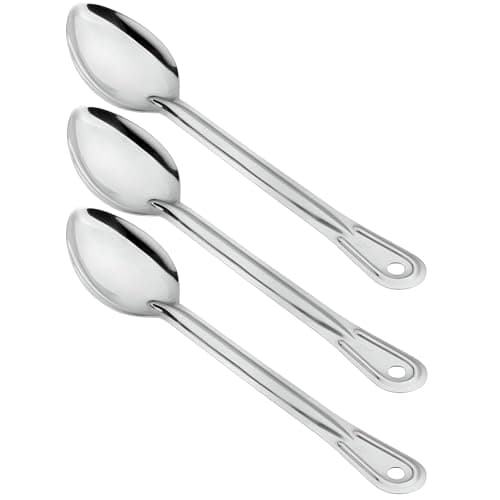 OCS Parts Professional Series Set of 3 Basting Spoons | Stainless Steel Stirring and Basting Spoon for Home and Commercial Kitchens | Dishwasher Safe (3, 13-Inch)