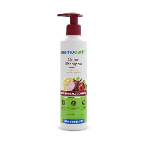 MAMAEARTH Onion Shampoo for Hair Growth & Loss Control | Moisturizing Gentle Scalp Cleanser with Plant Keratin | Sulfate & Paraben Free | 8.45 Fl Oz (250ml)