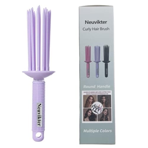 Neuvikter 17 Teeth Curly Hair Brush, Curl Defining Brush, Curling Roll Comb, Perfect for Hair Salon & Home Use (Silicone Purple)