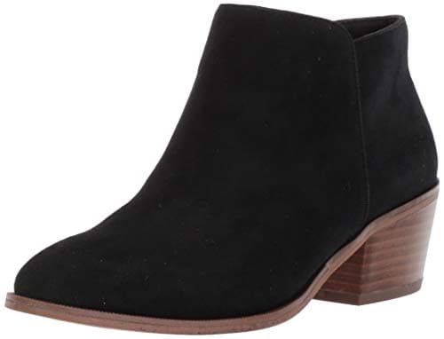 Amazon Essentials Women's Low Heel Ankle Boots, Black Microsuede, 8