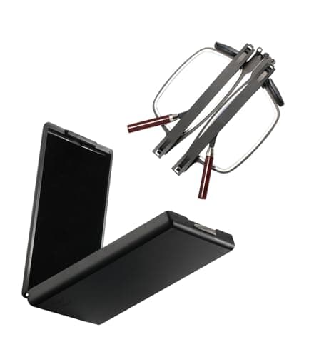 Dccdllo Folding Reading Glasses Blue Light Blocking Women Men with Flat Hard Case Pocket Computer glasses+2.0