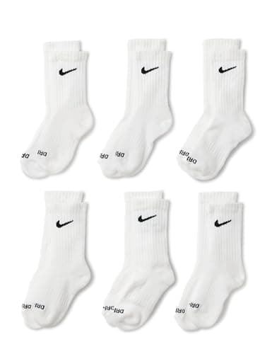 Nike Dri-Fit Performance Basic Crew (Toddler/Little Kid) White 5-7 (10 Toddler-3 Little Kid)