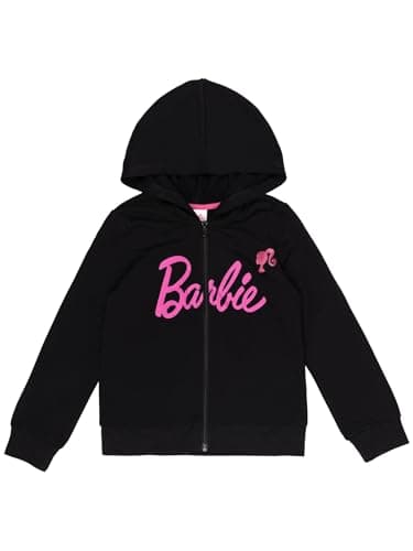 Barbie Little Girls French Terry Zip-Up Hoodie Black 7-8
