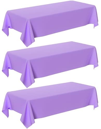 Purple Tablecloth - 3 Pack 54" × 108" Rectangle Disposable Light Purple Tablecloth, Lavender Waterproof Plastic Table Cover for Party, Wedding, Lavender Birthday Decoration