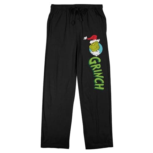 Bioworld The Grinch Santa Hat Adult Black Sleep Pajama Pants