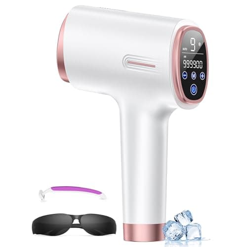 Laser Hair Removal for Women & Men, 45°F Ice-Cooling Contact, Safe & Virtually Painless Alternative to Salon IPL Hair Removal Device, Long-Lasting Hair Removal from Home, with Razor & Glasses