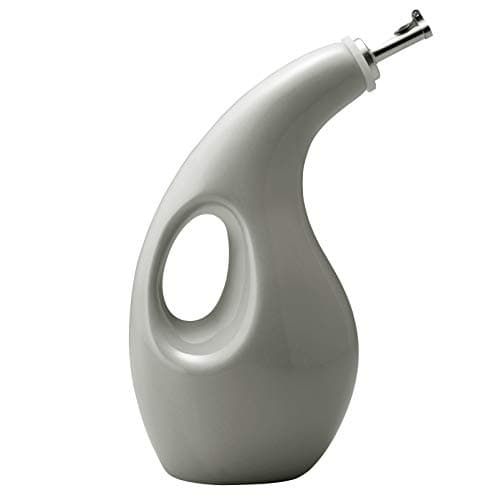 Rachael Ray Solid Glaze Ceramics EVOO Olive Oil Bottle Dispenser with Spout - 24 Ounce , Gray