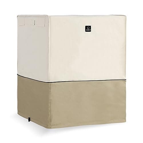 IDAND Air Conditioner Cover for Outside Units with Upgraded Waterproof Fabric, Durable 600D AC Cover for Outdoor Air Conditioner Protection, Fits up to 26W x 26D x 32H Inch Beige