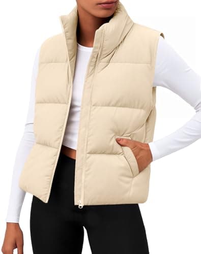 Zeagoo Women Puffer Vest Sleeveless Zip Up Quilted Lightweight Jacket Winter Warm Stand Collar Padded Down Outerwear
