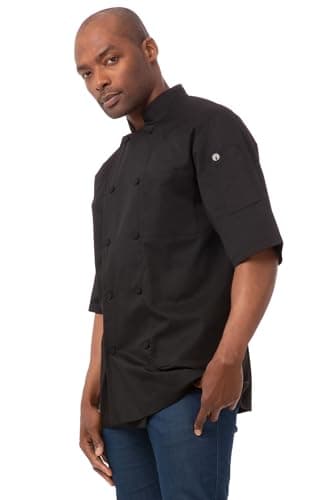 Chef Works Men's Montreal Cool Vent Chef Coat, Black, Large