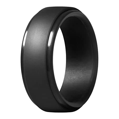 ThunderFit Silicone Rings for Men, Step Edge Rubber Wedding Bands 10mm Wide 2.5mm Thick - 1/2/3/4/5/6/7 Variety Multipack