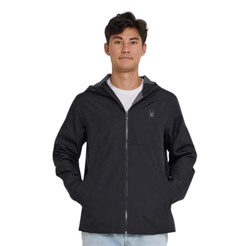 Spyder Packable Rain Jacket Men – Waterproof Windbreaker with Hood, Lightweight Rain Coat Slicker, Travel, Golf, Fishing