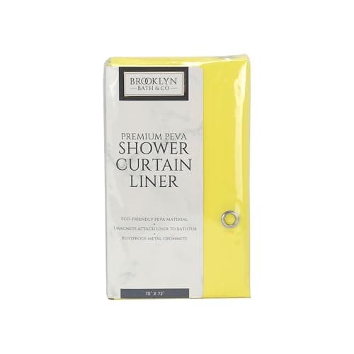 Home Expressions 3 Gauge Shower Curtain Liner – 70 x 72 Peva Shower Curtain with Rustproof Metal Grommet and 3 Magnetic Weights – Odor Free and Compatible with Standard Showers. (Yellow)