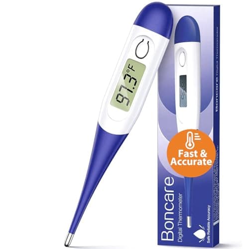 Boncare 10 Seconds Digital Thermometer for Adults and Kids - Accurate & Safe Rectal Thermometer for Baby with Fever Alarm, Oral Thermometer FSA HSA Eligible (Dark Blue)