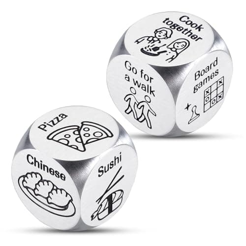 Stocking Stuffers for Adults, White Elephant Gift, Santa Swap Gift Exchange Dice, 2PCS Food Activity Decision Dice, Anniversary Wedding Gifts for Couples, Valentines Day Gifts