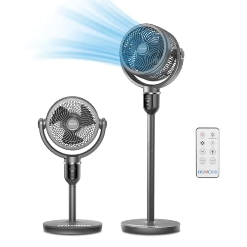 RICHRYCE Pedestal Fan Oscillating with Remote,360° Air Circulator Stand Up Fan for Bedroom, DC Motor,Quiet Tall Pedestal Fans for indoors, Adjustable Height,12 Speed,3 Modes for Home Bedroom