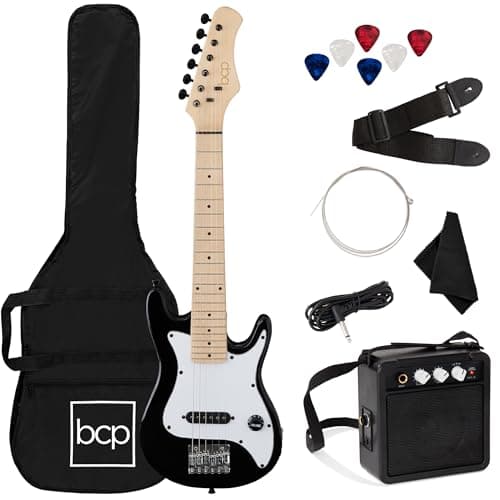 Best Choice Products 30in Kids Electric Guitar Beginner Starter Kit w/ 5W Amplifier, Strap, Gig Bag, Strings, Picks - Black