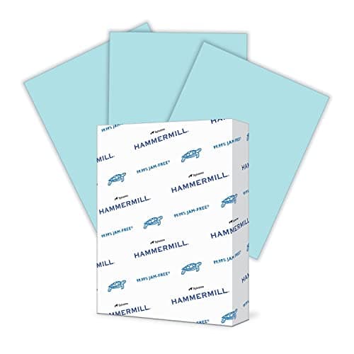 Hammermill Colored Paper, 20 lb Blue Printer Paper, 8.5 x 11-1 Ream (500 Sheets) - Made in the USA, Pastel Paper, 103309R