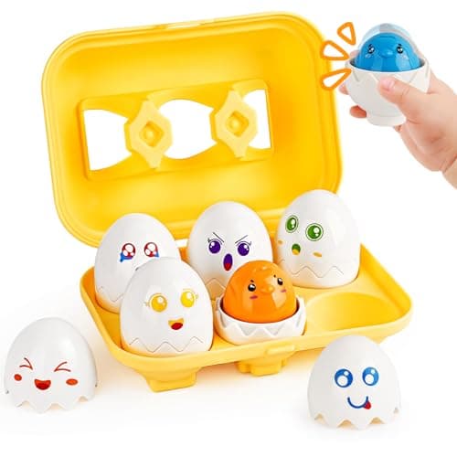 CPSYUB Toddler Matching Eggs Toys - Color Shape Sensory Sorting Toys for Toddler 1-3, Easter Montessori Learning Fine Motor Skills Travel Bingo Puzzle Games Birthday Gifts for Baby Boys Girls