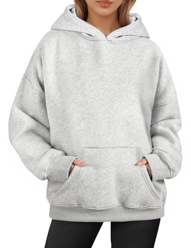 ZENUTA Oversized Hoodies for Women, Long Sleeve Fleece Womens Sweatshirt with Pocket Pullover Fall Outfits Winter Clothes, Medium, Grey