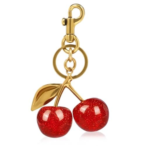 Neptniopllab Sparkle Red Cherry Charm,Cherry Keychain,Cherry Bag Charm,Cute Cherry Charm Handbag,Purse,Birthday,Christmas