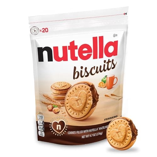 Nutella Biscuits Cookies Filled with Nutella Hazelnut Spread, Sweet Snack Pack, Holiday Christmas Cookies, 9.7 oz