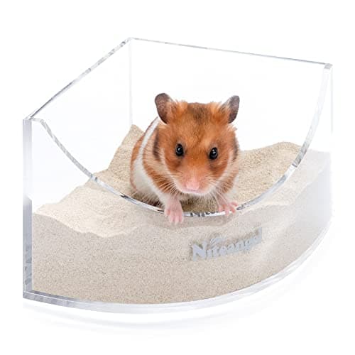 Niteangel Small Animal Sand-Bath Box - Acrylic Critter's Sand Bath Shower Room & Digging Sand Container for Hamsters Mice Lemming Gerbils or Other Small Pets (Fan-Shaped, Transparent)