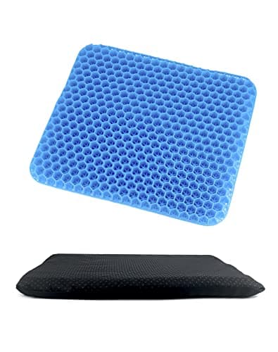 QWORK Gel Seat Cushion, Orthopaedic Gel Cushion, Cool & Breathable & Non-Slip for Car, Office,Wheelchair (Black, 40 x 35 x 3.2 cm)