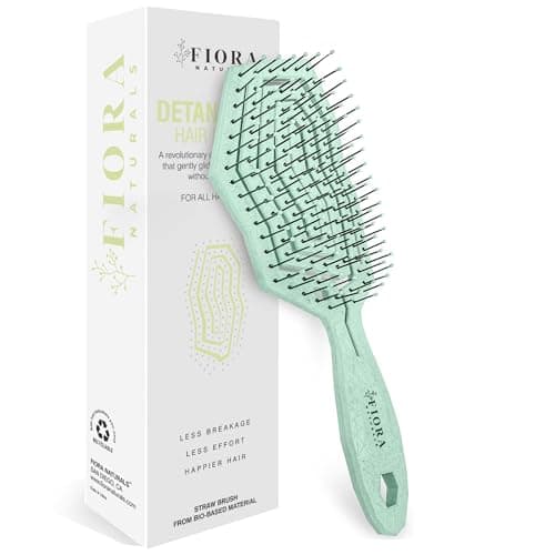 Fiora Naturals Hair Detangling Brush for Women - Detangler Hair Brush w/Flexible Soft Bristles- Gently Glides Through Tangles - Curly, Fine, Dry and Shower Wet HairBrush, cepillo para cabello - Green